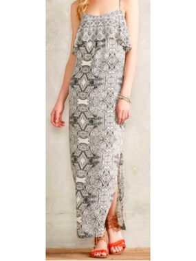 Vanessa Virginia Talitha Dress Size 4 Maxi Tiered Racerback Beaded Sleeveless